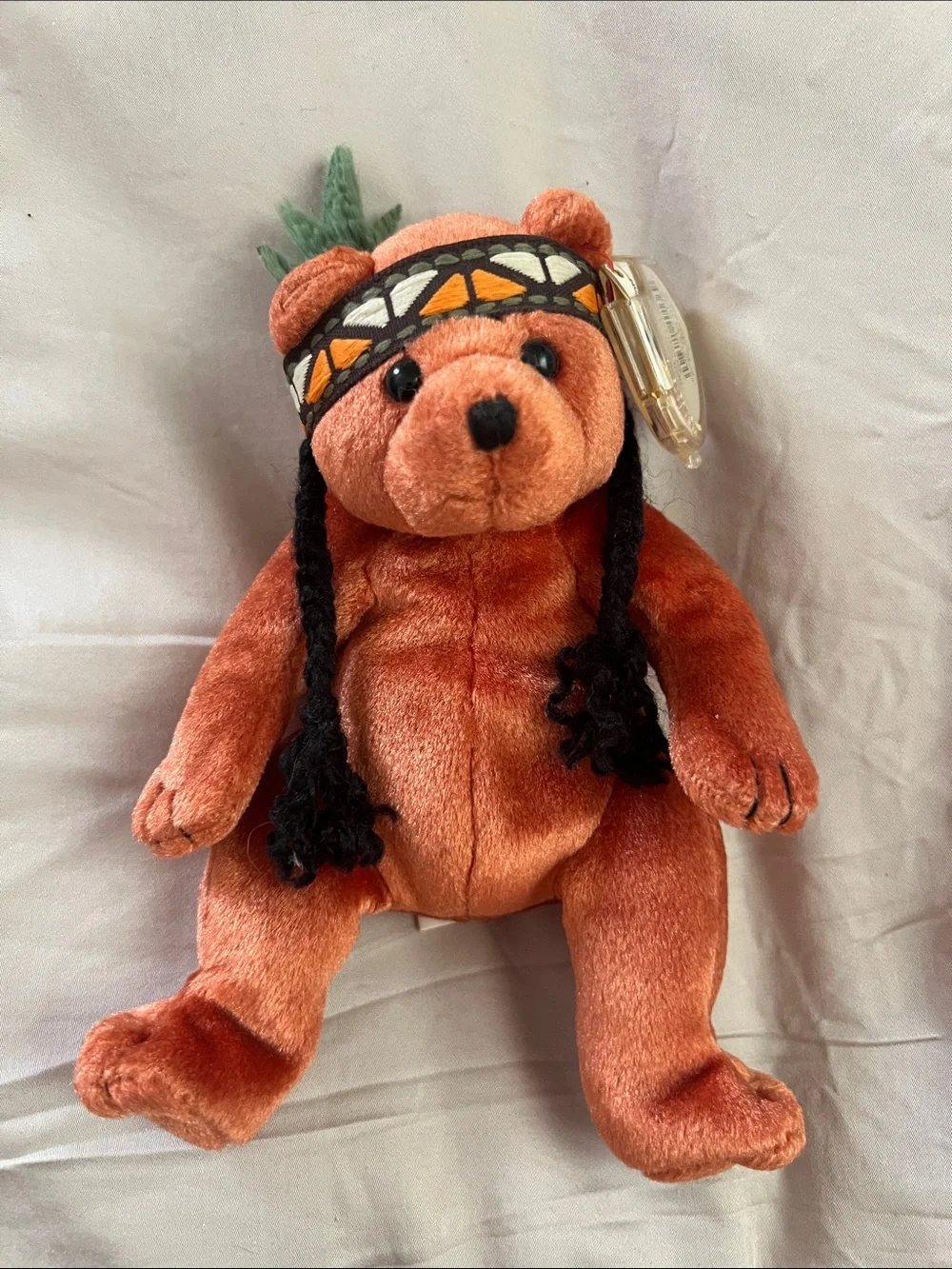 Ty Beanie Babies Little Feather Bear 2004 Plush w/ Tag Protector Thanksgiving